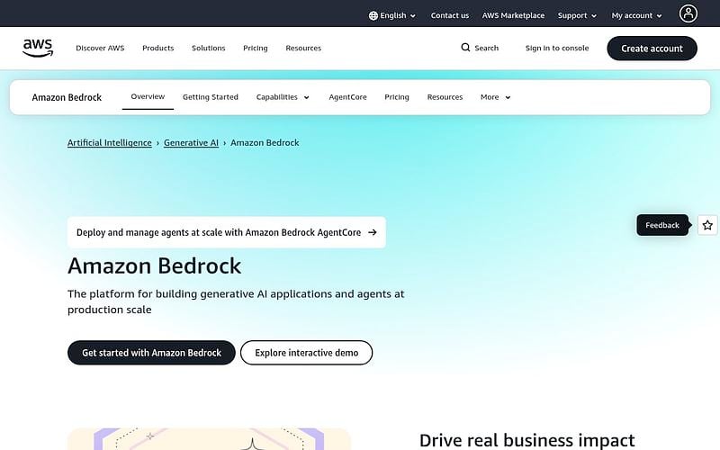 Screenshot of Amazon Bedrock webpage