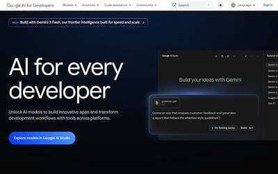 Screenshot of Google Gemini API webpage