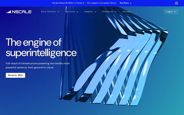 Screenshot of Nscale webpage
