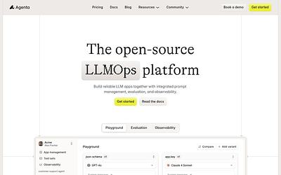 Screenshot of Agenta webpage