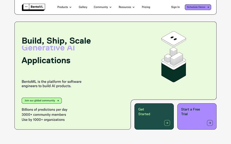 Screenshot of BentoML webpage