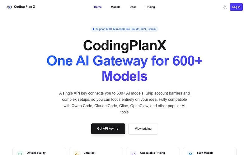 Screenshot of CodingPlanX webpage