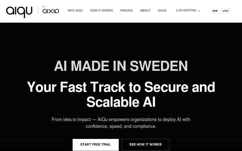Screenshot of AiQu webpage