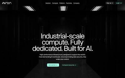 Screenshot of Airon webpage