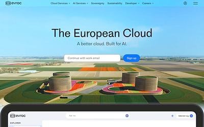 Screenshot of evroc webpage