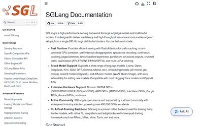 Screenshot of SGLang webpage
