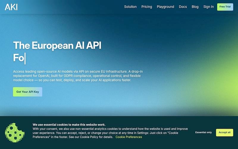 Screenshot of AKI.IO webpage