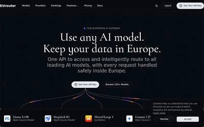 Screenshot of EUrouter webpage
