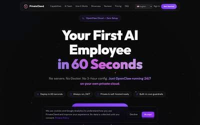 Screenshot of PrivateClawd webpage