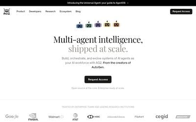 Screenshot of AG2 webpage