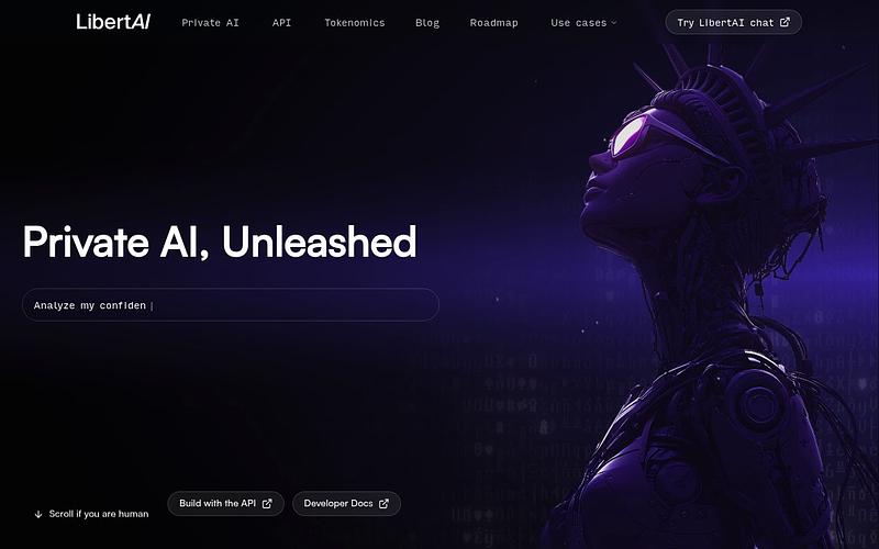Screenshot of LibertAI webpage
