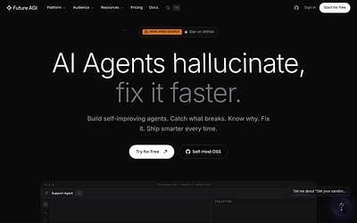 Screenshot of Future AGI webpage
