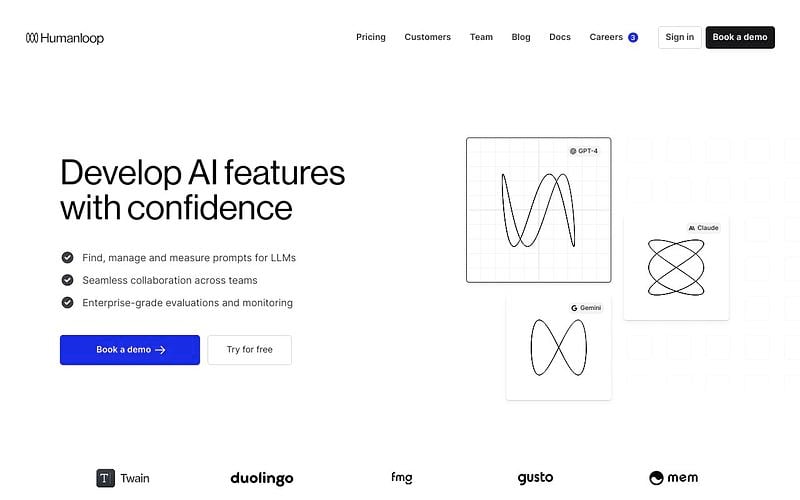 Screenshot of Humanloop webpage