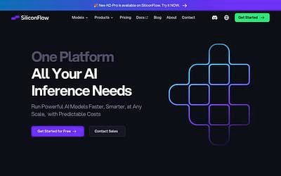 Screenshot of SiliconFlow webpage