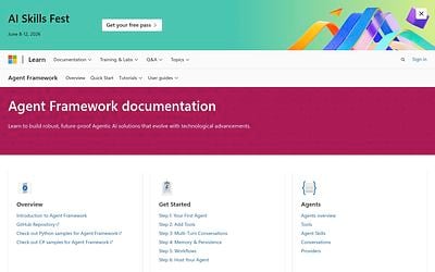 Screenshot of Microsoft Agent Framework webpage
