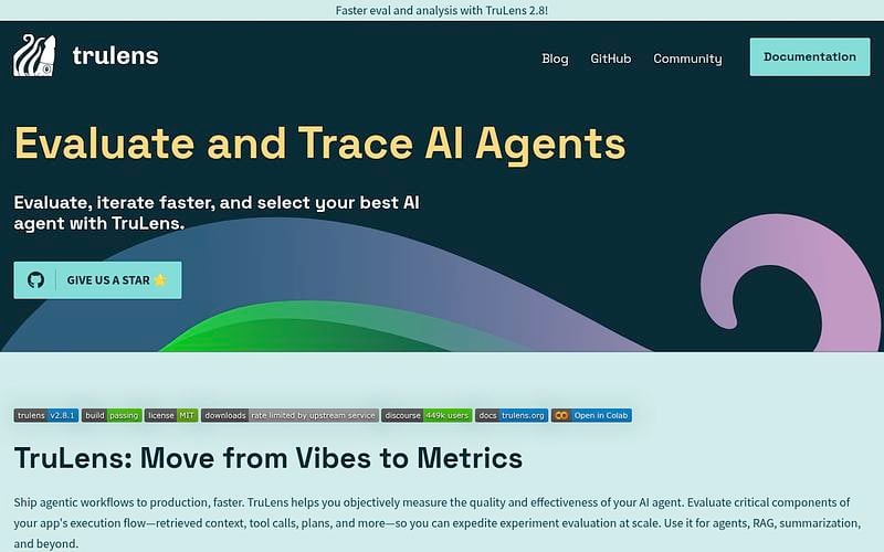 Screenshot of TruLens webpage