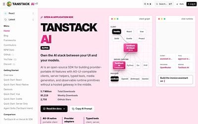 Screenshot of TanStack AI webpage