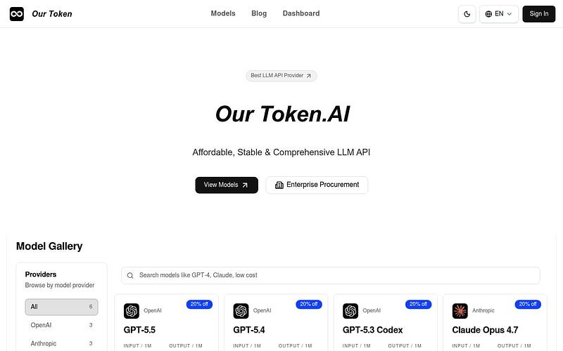 Screenshot of Our Token webpage
