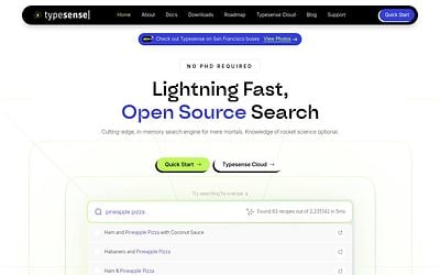 Screenshot of Typesense webpage