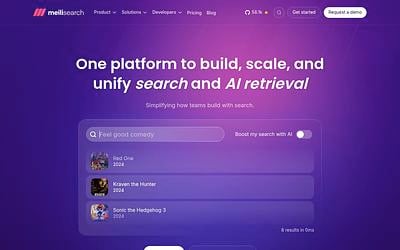 Screenshot of Meilisearch webpage