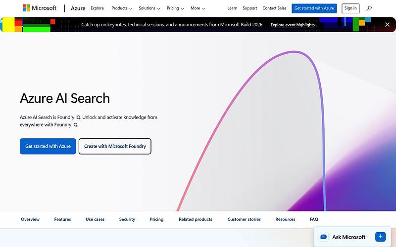 Screenshot of Azure AI Search webpage