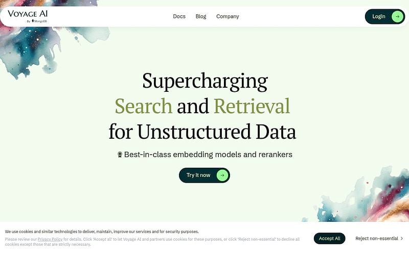 Screenshot of Voyage AI webpage