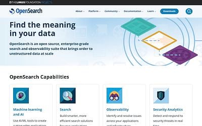 Screenshot of OpenSearch webpage