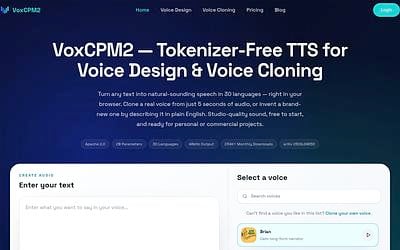 Screenshot of VoxCPM webpage