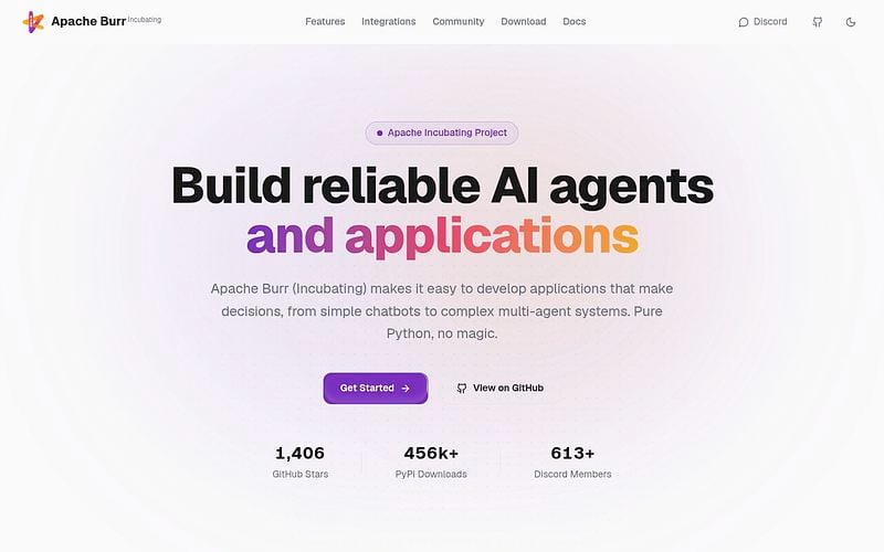 Screenshot of Burr webpage