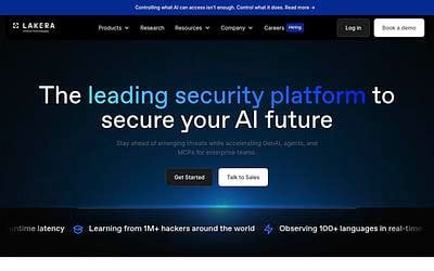 Screenshot of Lakera webpage