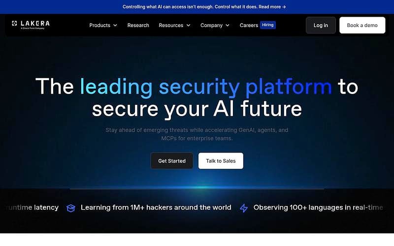 Screenshot of Lakera webpage