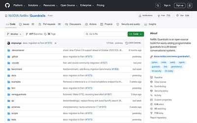 Screenshot of NeMo Guardrails webpage