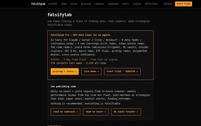 Screenshot of FalsifyLab webpage