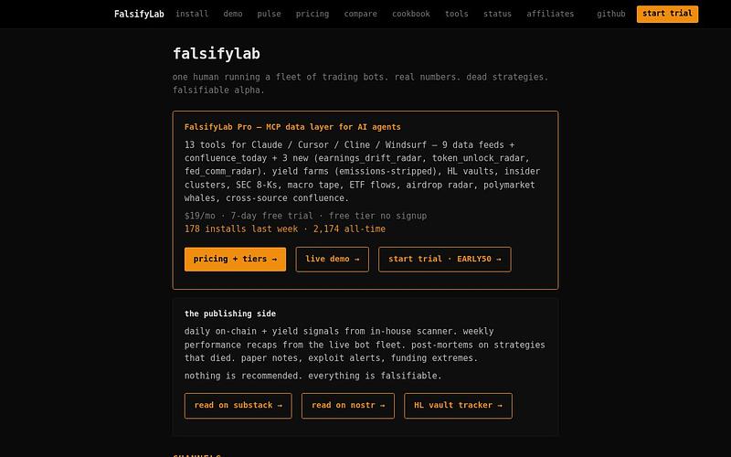 Screenshot of FalsifyLab webpage