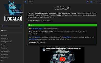 Screenshot of LocalAI webpage