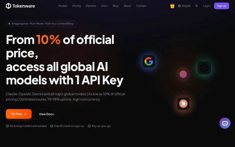 Screenshot of Tokenware webpage
