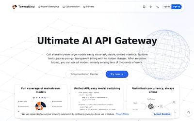 Screenshot of TokensMind webpage