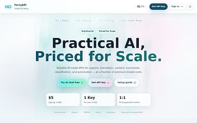 Screenshot of FerryAPI webpage
