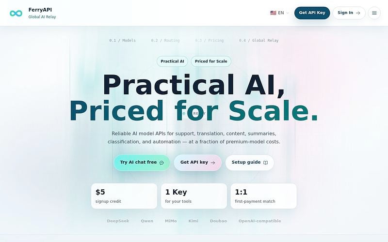 Screenshot of FerryAPI webpage