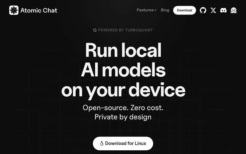 Screenshot of Atomic Chat webpage