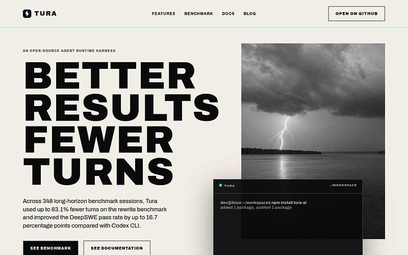 Screenshot of Tura webpage