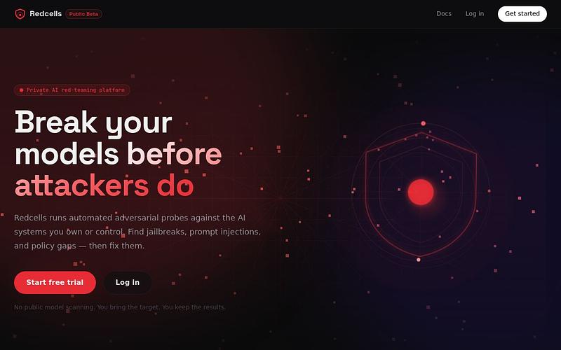 Screenshot of Redcells webpage
