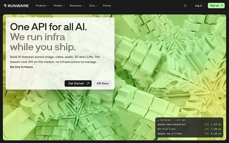 Screenshot of Runware webpage