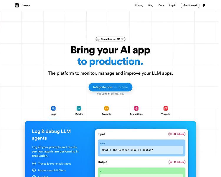Screenshot of lunary webpage