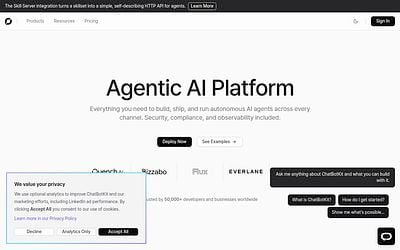 Screenshot of ChatBotKit webpage