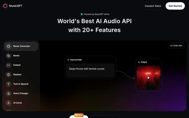 Screenshot of MusicGPT webpage