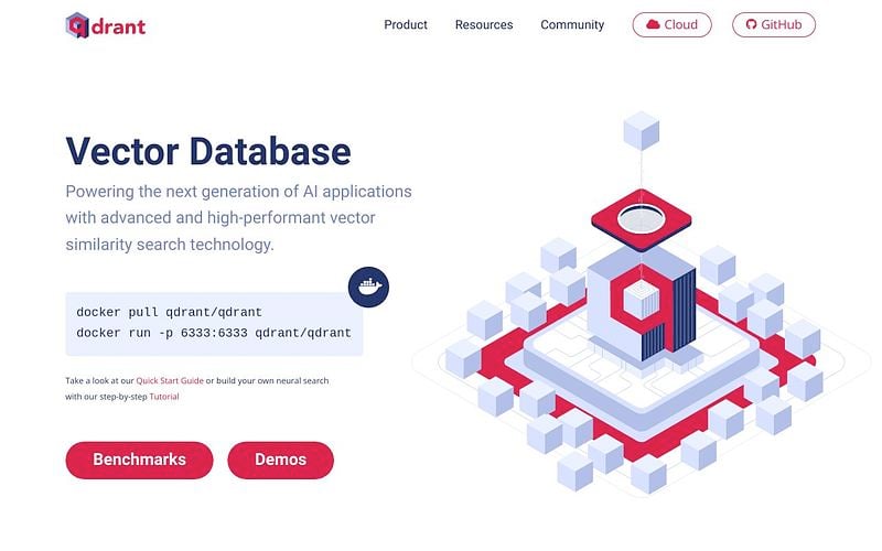 Screenshot of Qdrant webpage