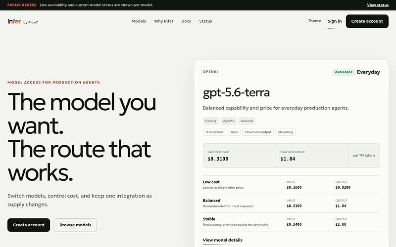 Screenshot of Infer by Flow7 webpage