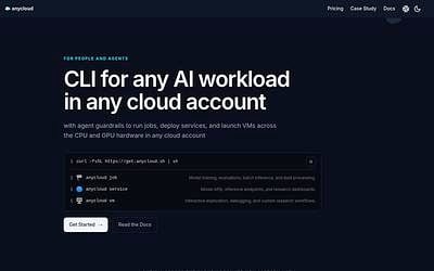 Screenshot of Anycloud webpage