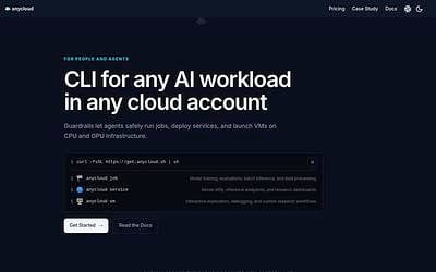 Screenshot of Anycloud webpage